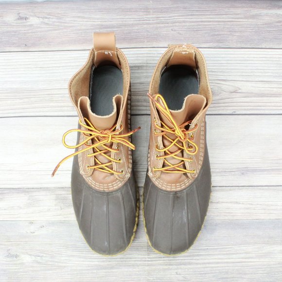 LL BEAN Brown Ankle 6-Inch Unlined Lace Up Leather Duck Boots Size 10 M - Picture 6 of 10